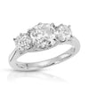 white gold moissanite OMC three stone ring