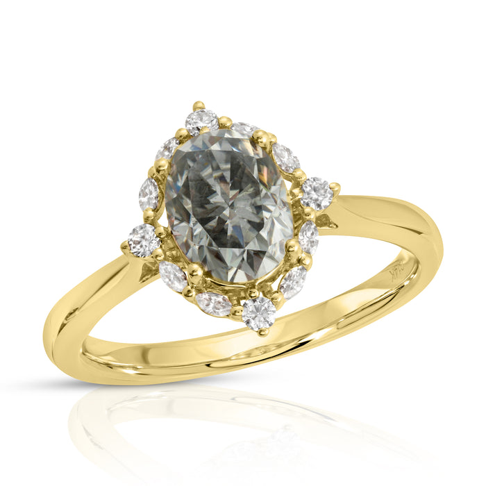 Yvaine Noir | Misty Gray Moissanite Halo Ring