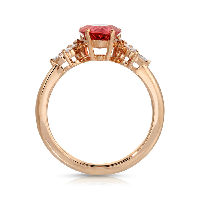 Faye | Cultured Pink Padparadscha Sapphire Ring with Lab Diamond Accents | Ready to Ship