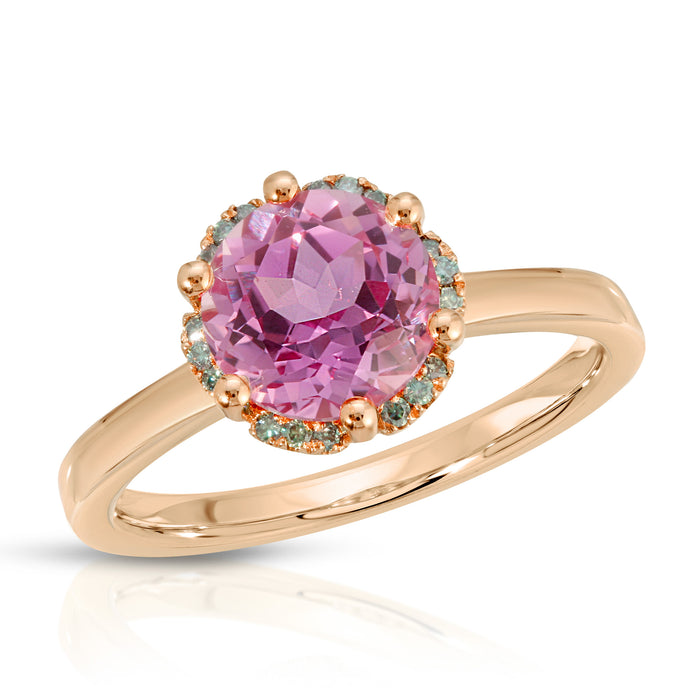 pink sapphire moissanite flower ring