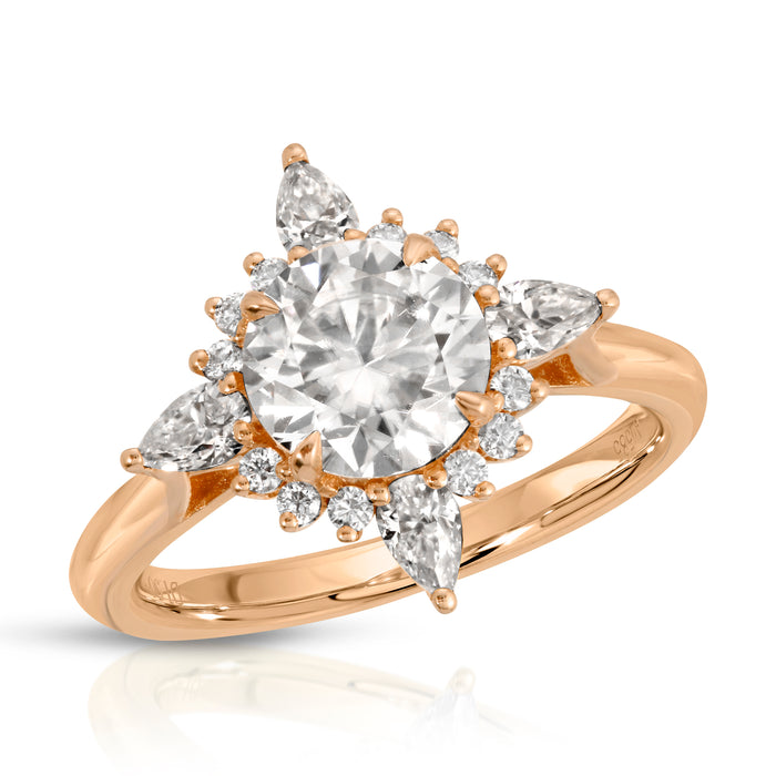 rose gold round moissanite halo ring