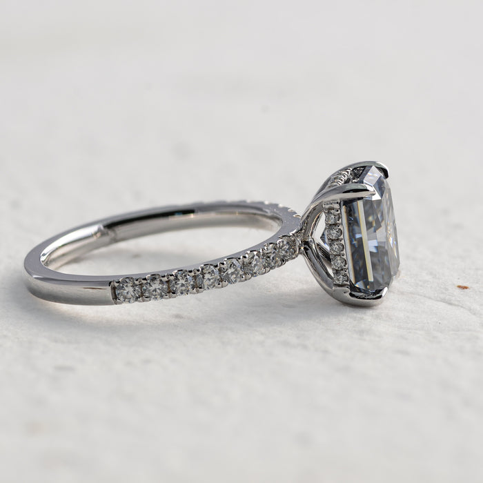 gray moissanite hidden halo ring