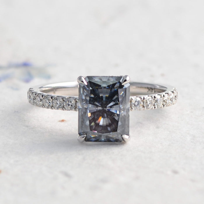 gray moissanite radiant cut