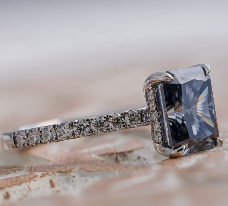 gray moissanite ring