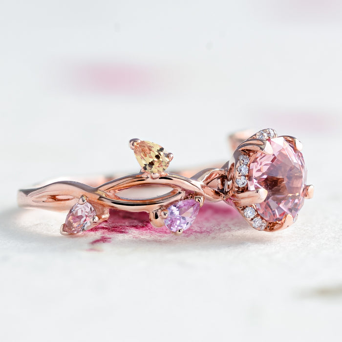 Hanaka | Cultured Rosé Sapphire Floral Ring