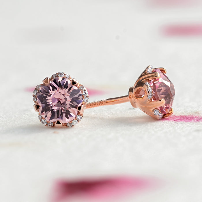 Hanaka | Cultured Rosé Sapphire Floral Stud Earrings