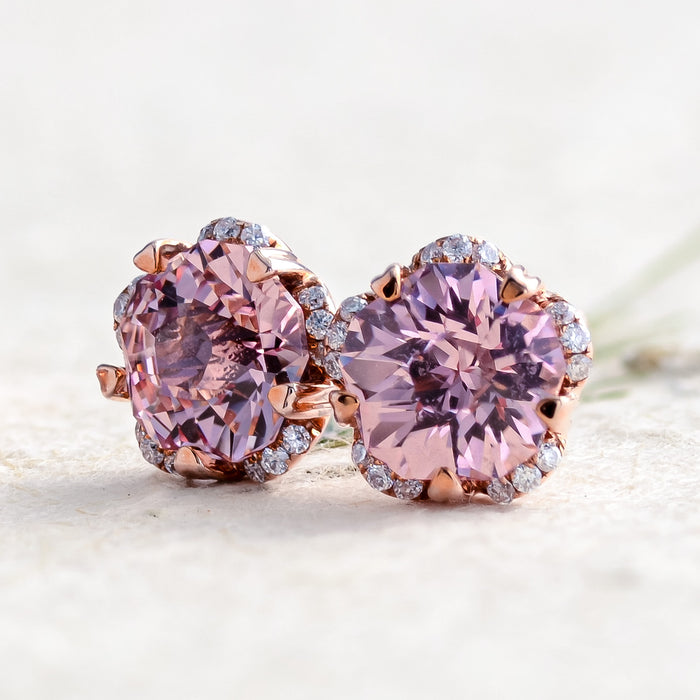 Hanaka | Cultured Rosé Sapphire Floral Stud Earrings