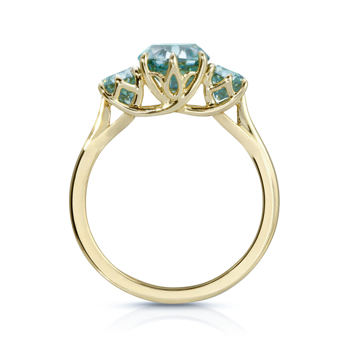 Tressa Aqua | Ice Blue Three Stone OMC Moissanite Ring