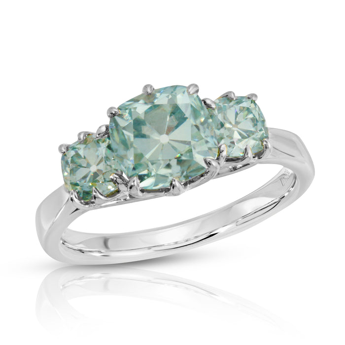 Tressa Aqua | Ice Blue Three Stone OMC Moissanite Ring