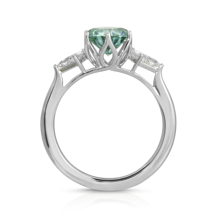 Avery Vert | Moss Green Moissanite and Kite Accents Ring