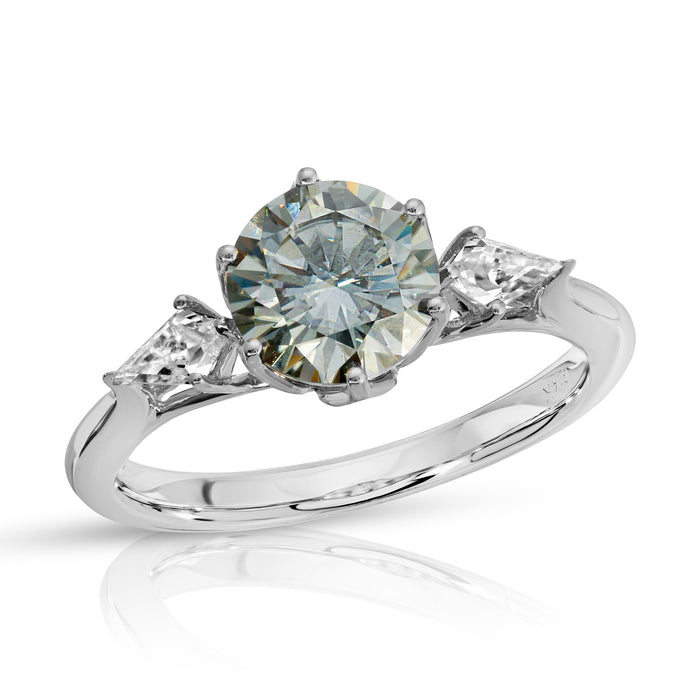 Avery Noir | Smokey Gray Moissanite with Kite Accents Ring