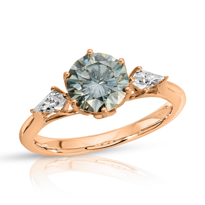 Avery Noir | Smokey Gray Moissanite with Kite Accents Ring