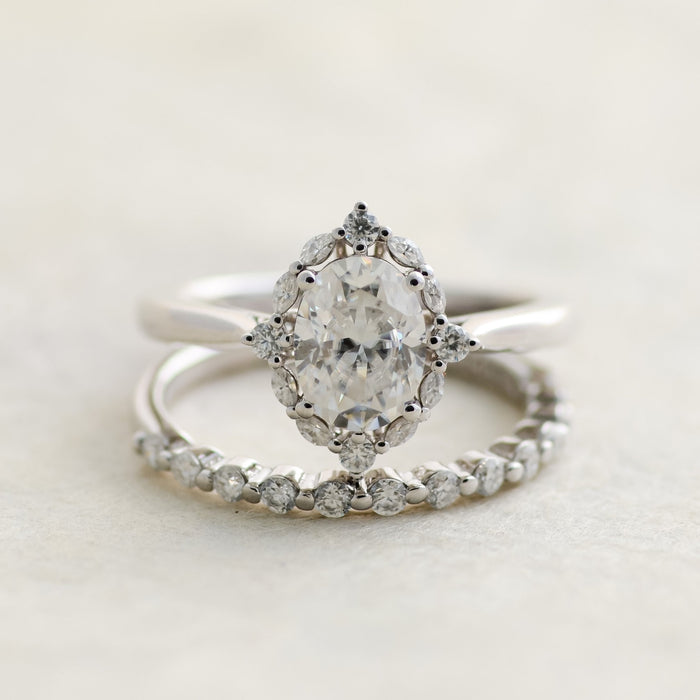 Yvaine | Oval Moissanite Halo Ring | Ready to Ship