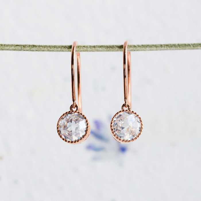 Rosalind | Rose Cut Moissanite Hook Earrings