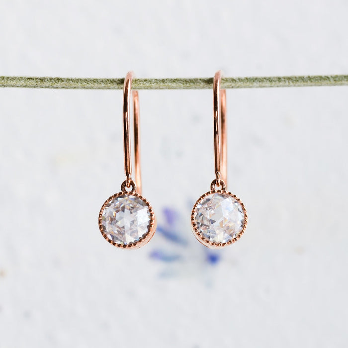 Rosalind | Rose Cut Moissanite Hook Earrings | Ready to Ship