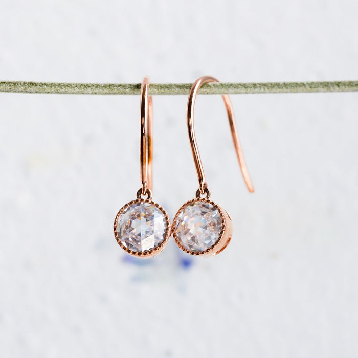 Rosalind | Rose Cut Moissanite Hook Earrings | Ready to Ship