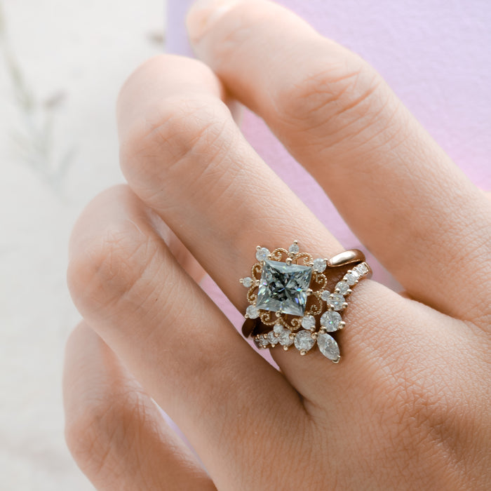 Ishtar Noir | Smokey Gray Moissanite Vintage Filigree Ring