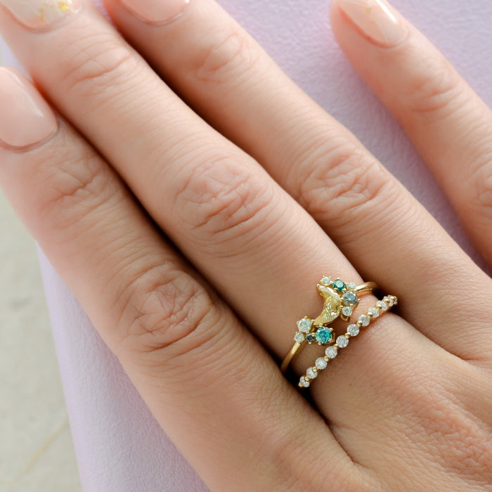 moissanite moon ring stack