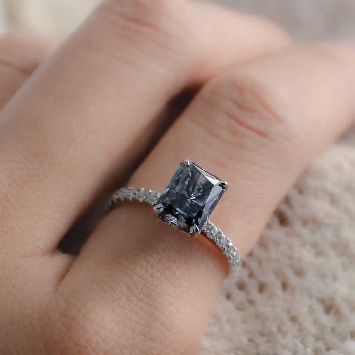 Nova | Cosmic Gray Moissanite Ring with Hidden Halo