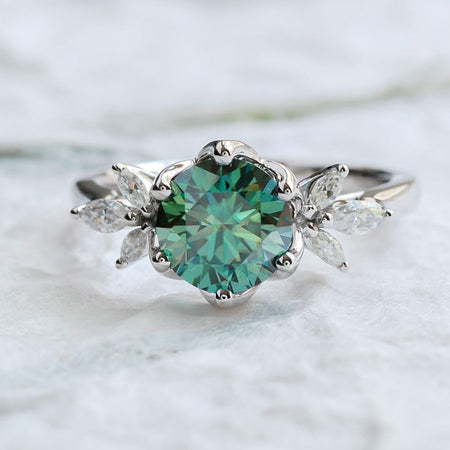 green moissanite ring moissanite flower ring