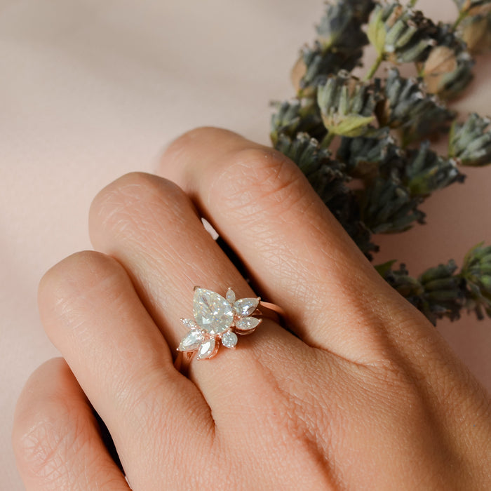 Liana | Lotus Inspired Moissanite Ring | Ready to Ship