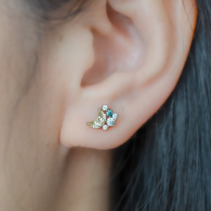 Chandra | Crescent Cut Moissanite Cluster Earrings