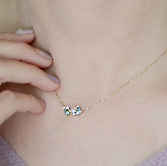 Chandra | Crescent Cut Moissanite Cluster Necklace