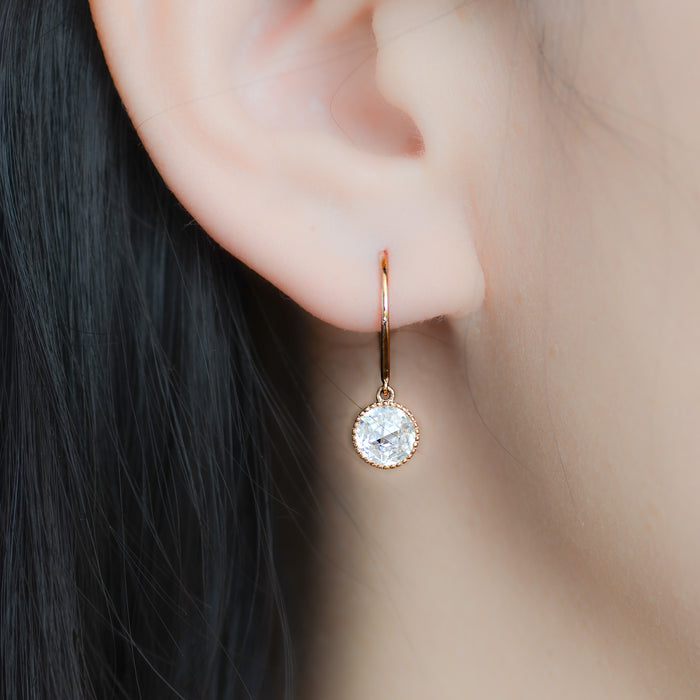 Rosalind | Rose Cut Moissanite Hook Earrings | Ready to Ship