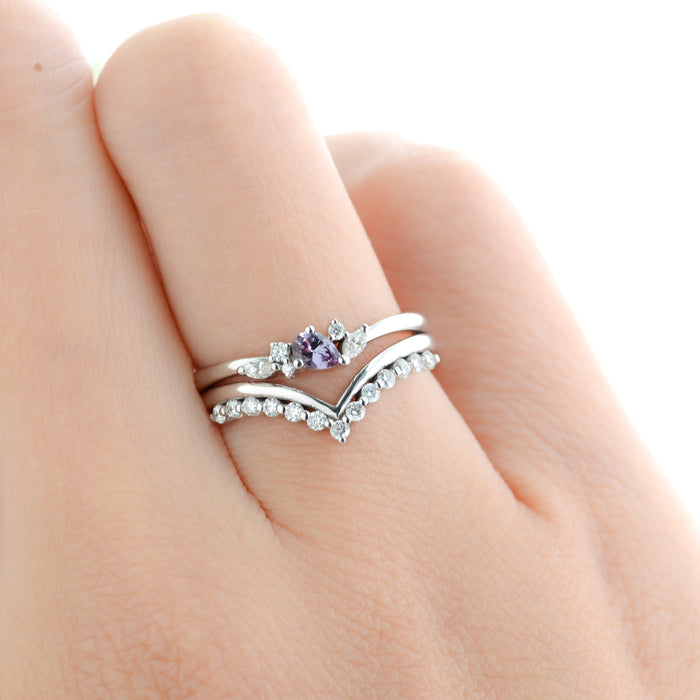 Wisteria | Dainty Purple Sapphire and Moissanite Cluster Ring