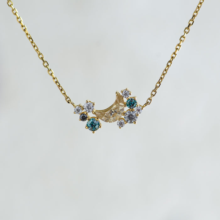 Chandra | Crescent Cut Moissanite Cluster Necklace