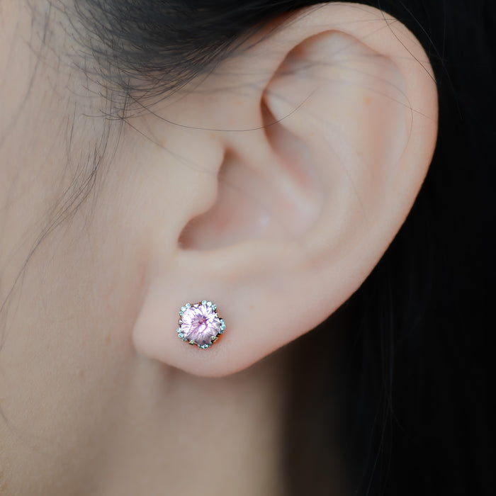 Hanaka | Cultured Rosé Sapphire Floral Stud Earrings